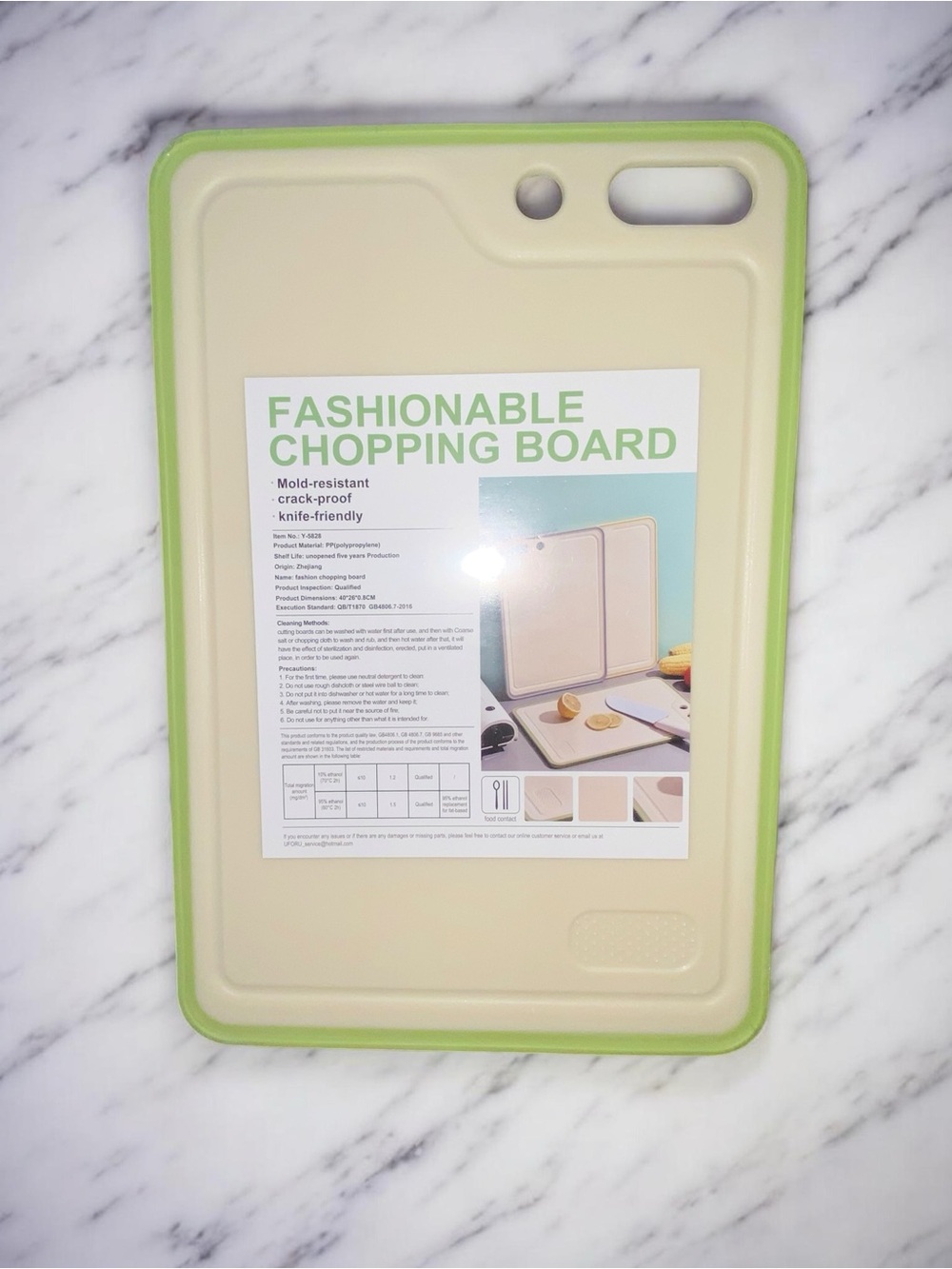 Fashionable Chopping Board - Cream & Lime Green